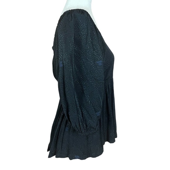 TREASURE & BOND SQUARE‎ NECK PUFF SLEEVE HIGH-LOW BLOUSE BLACK SIZE M NWT - Picture 11 of 16